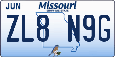 MO license plate ZL8N9G