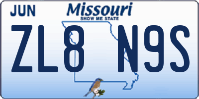MO license plate ZL8N9S
