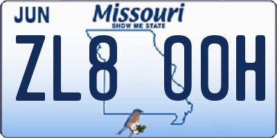 MO license plate ZL8O0H