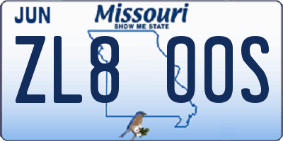 MO license plate ZL8O0S