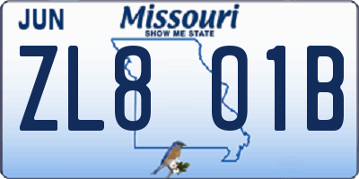 MO license plate ZL8O1B