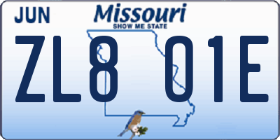 MO license plate ZL8O1E