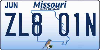 MO license plate ZL8O1N