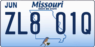 MO license plate ZL8O1Q