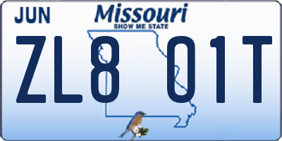 MO license plate ZL8O1T