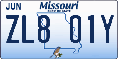 MO license plate ZL8O1Y