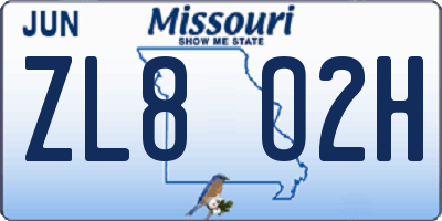 MO license plate ZL8O2H