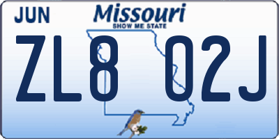 MO license plate ZL8O2J