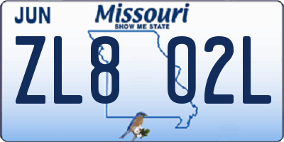 MO license plate ZL8O2L