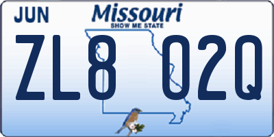 MO license plate ZL8O2Q
