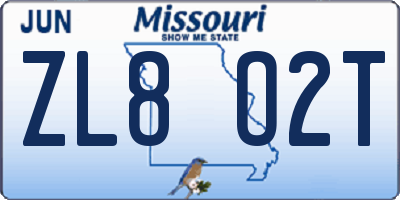 MO license plate ZL8O2T