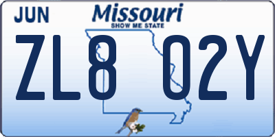 MO license plate ZL8O2Y
