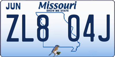 MO license plate ZL8O4J