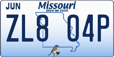 MO license plate ZL8O4P