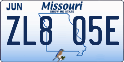 MO license plate ZL8O5E