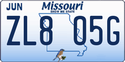 MO license plate ZL8O5G
