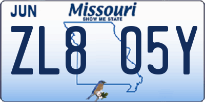 MO license plate ZL8O5Y