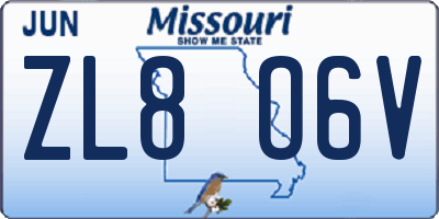 MO license plate ZL8O6V