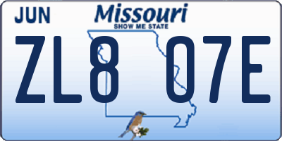 MO license plate ZL8O7E