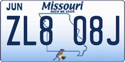 MO license plate ZL8O8J