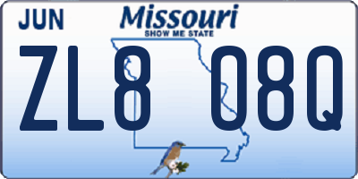 MO license plate ZL8O8Q