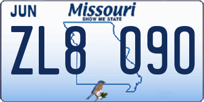 MO license plate ZL8O9O