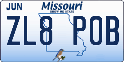 MO license plate ZL8P0B