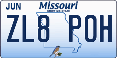 MO license plate ZL8P0H