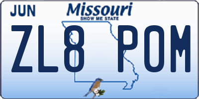 MO license plate ZL8P0M