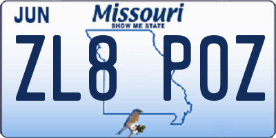 MO license plate ZL8P0Z