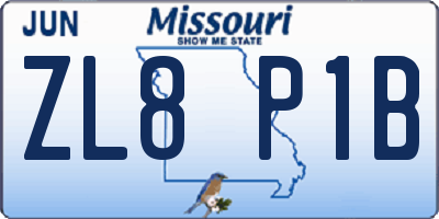 MO license plate ZL8P1B