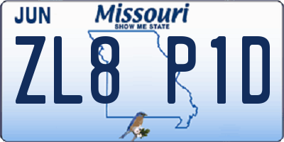 MO license plate ZL8P1D
