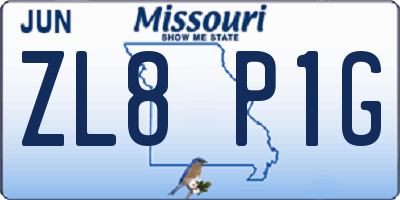 MO license plate ZL8P1G