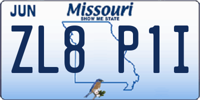 MO license plate ZL8P1I