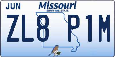 MO license plate ZL8P1M