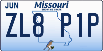 MO license plate ZL8P1P