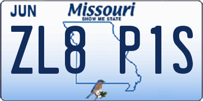MO license plate ZL8P1S