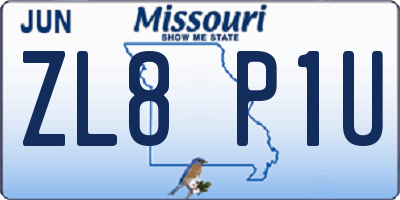 MO license plate ZL8P1U