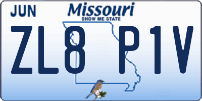 MO license plate ZL8P1V