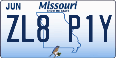 MO license plate ZL8P1Y