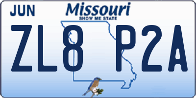 MO license plate ZL8P2A