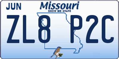 MO license plate ZL8P2C