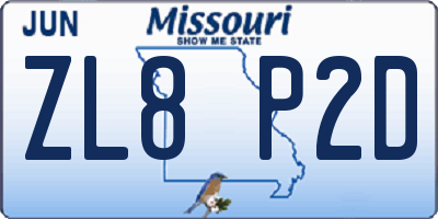 MO license plate ZL8P2D