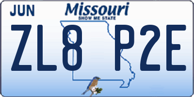 MO license plate ZL8P2E