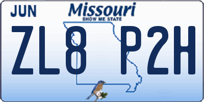 MO license plate ZL8P2H
