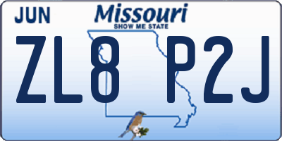 MO license plate ZL8P2J