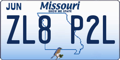 MO license plate ZL8P2L