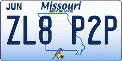 MO license plate ZL8P2P