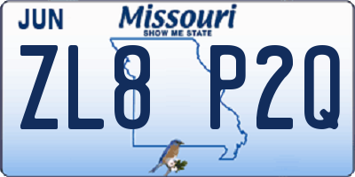 MO license plate ZL8P2Q