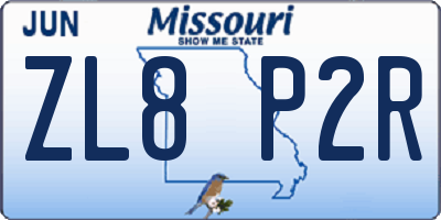 MO license plate ZL8P2R